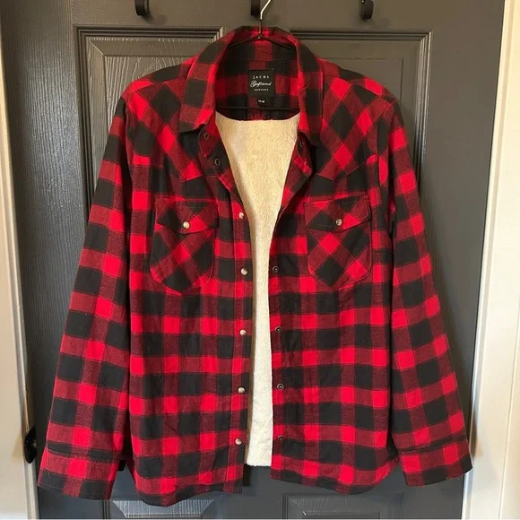 Jachs Girlfriend New York Red and Black Lined Plaid Shirt - Picture 1 of 7